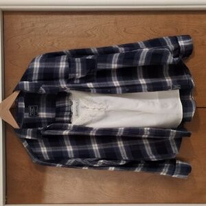 A & F Navy Plaid Flannel Button Down - L